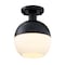 Designers Fountain Linden 8 in. 1-Light Matte Black Mid-Century Modern Semi Flush Mount with Etched Opal Glass Shade D321M-SF-MB - alternate 4